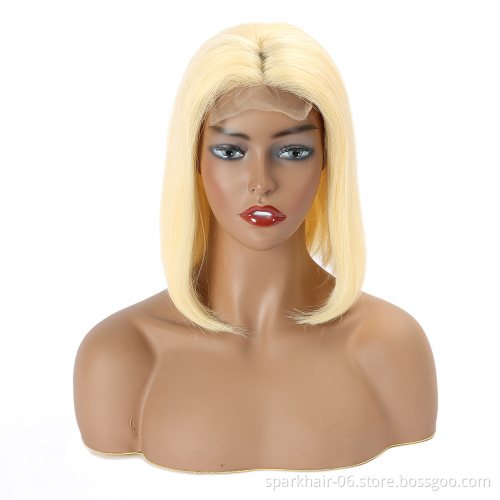 Hd 613 Transparent Blonde Human Hair Full Lace Wig, Ombre Bob Half Lace Front Wig Human Hair, Blonde 613 Hd Lace Frontal Bob Wig